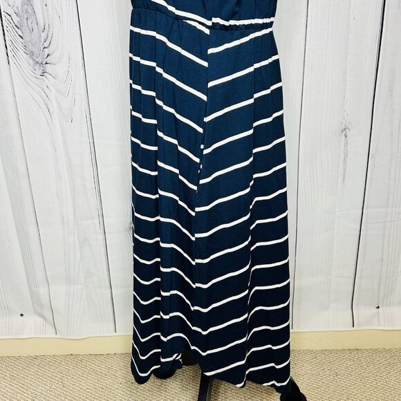 Women's Navy with White Stripes Short-Sleeve Dress Size 2XL Elastic Waist NWOT - Picture 7 of 11